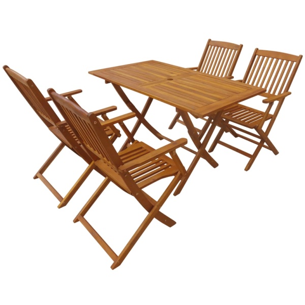 Set Mobilier De Exterior Pliabil 5 Piese Lemn Masiv De Acacia 44056